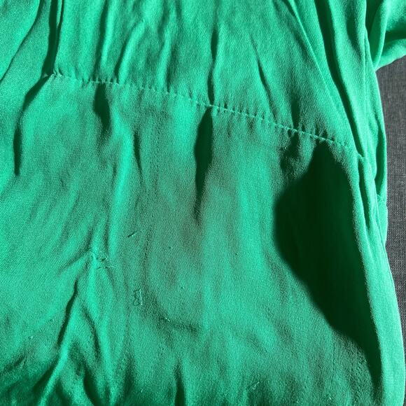 Milly Blouse Womens Small Green Silk Blend Short Sleeves V-Neck Hi-Low Casual - Picture 11 of 12